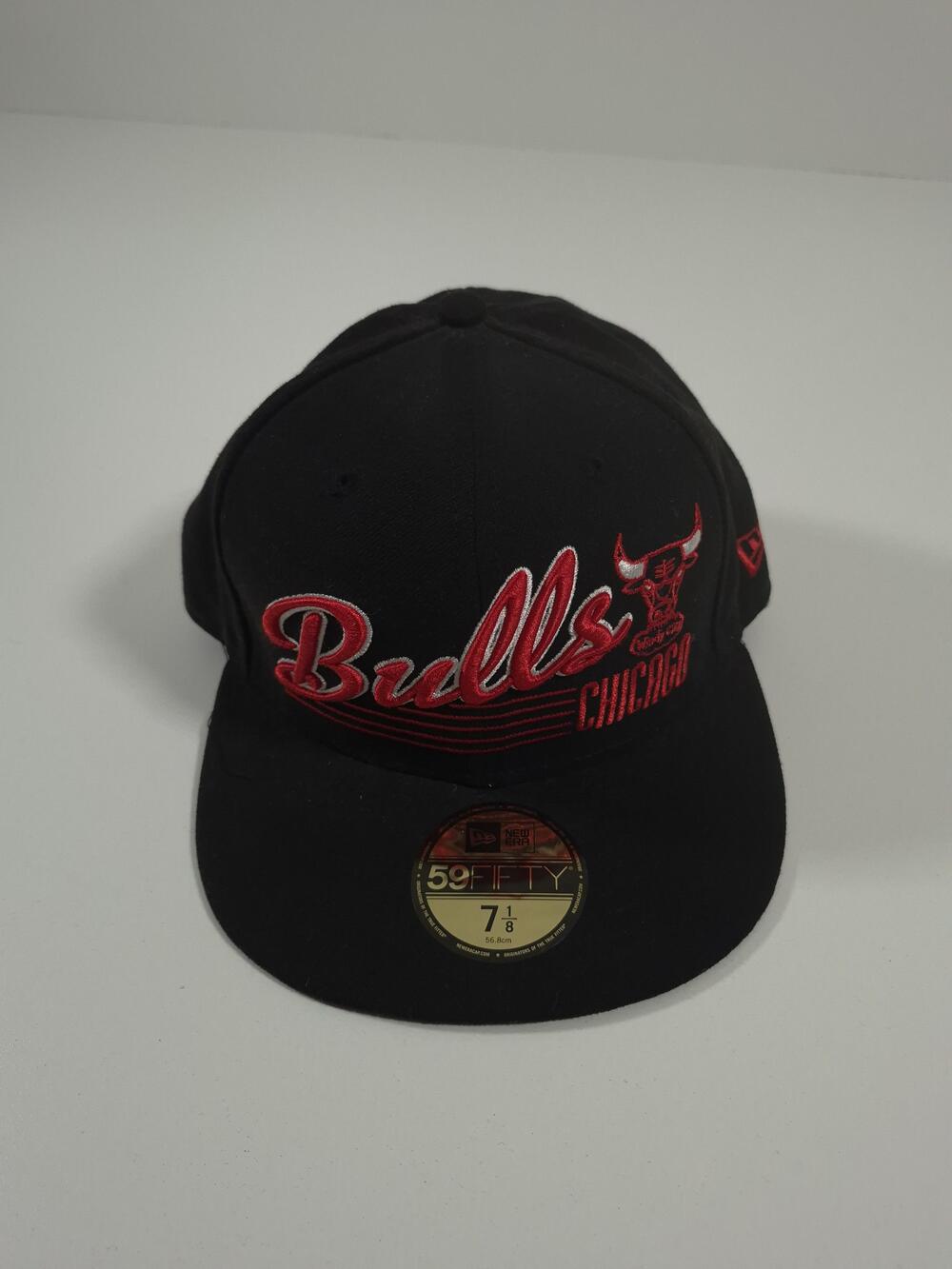 Chicago Bulls Hat Cap Fitted Mens 7 1/8 Black NBA Basketball New Era 59FIFTY